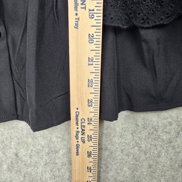 Shein Womens Ruffled Button-Front Top Black Polyester Blend Large Sleeveless - Picture 4 of 5